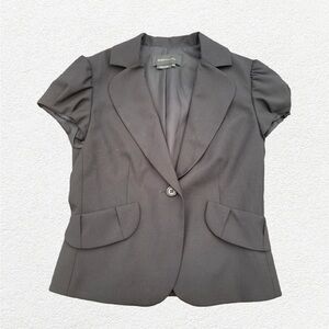 BCBGMaxAzria Black Blazer with Puff Sleeves and Notched Lapel